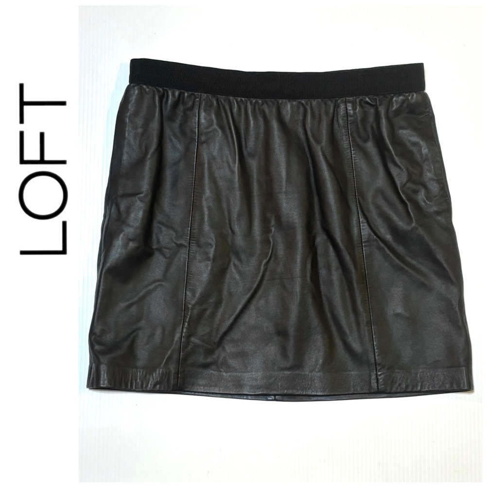 LOFT Black Leather Mini Skirt 10